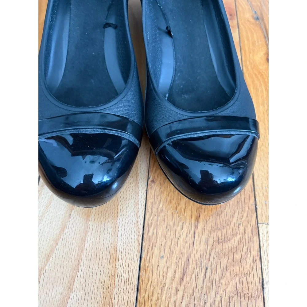 Crocs Women Wedge Cap Toe Slip on Rubber Shoes Sz 8 Black‎